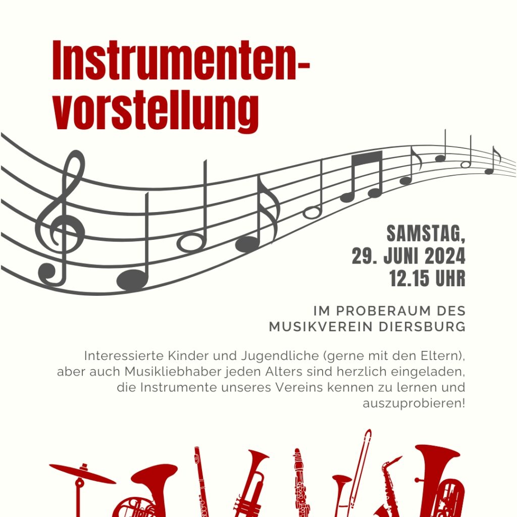 Flyer für die Instrumentenvorstellung